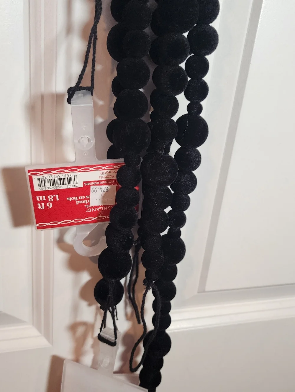 NWT Ashland Set Of 3 Wood Velvet Black Bead Garland 6ft (18ft Total) - Picture 3 of 4